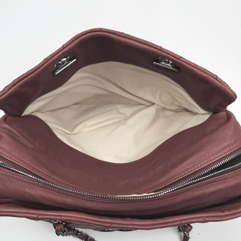 Chanel Bordeaux Red Leather Diamond Stitch CC Logo Chain Bag Silver Hardware - Picture 4 of 10